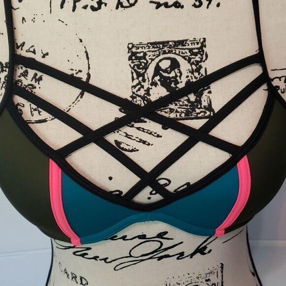 PINK T Back Color Block Strappy Bikini - Picture 3 of 5